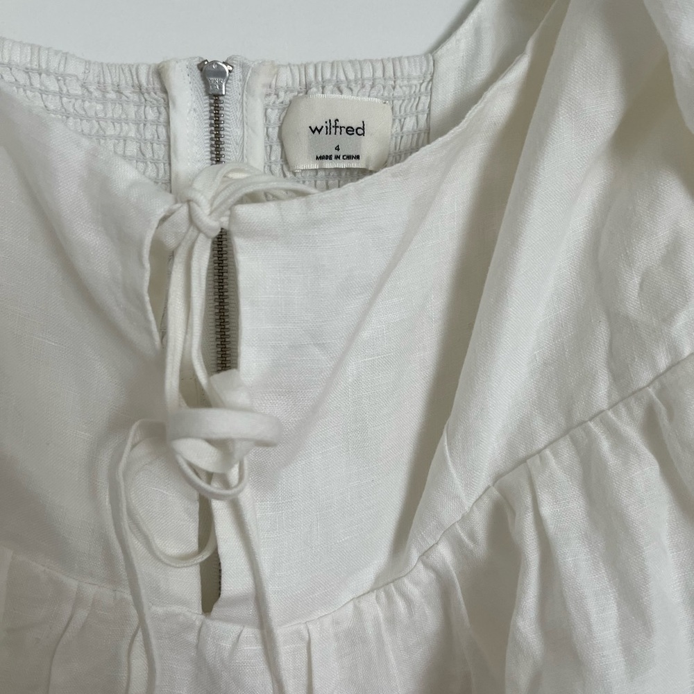 Aritzia Rowena Tie Front Linen Midi Dress - Picture 3 of 3